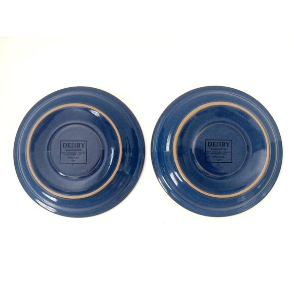 DENBY LANGLEY Imperial Blue Cup & Saucer Sets Set of 2  UK Pottery Dark Blue - Picture 5 of 6
